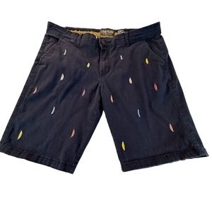 Dirty Laundry Chino Shorts 36 Navy Blue Embroidered Surfboard Chino Shorts
